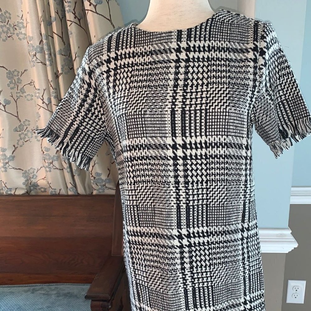 Nitrogen A LIne Dress Raw Hem Short Sleeve Zipper